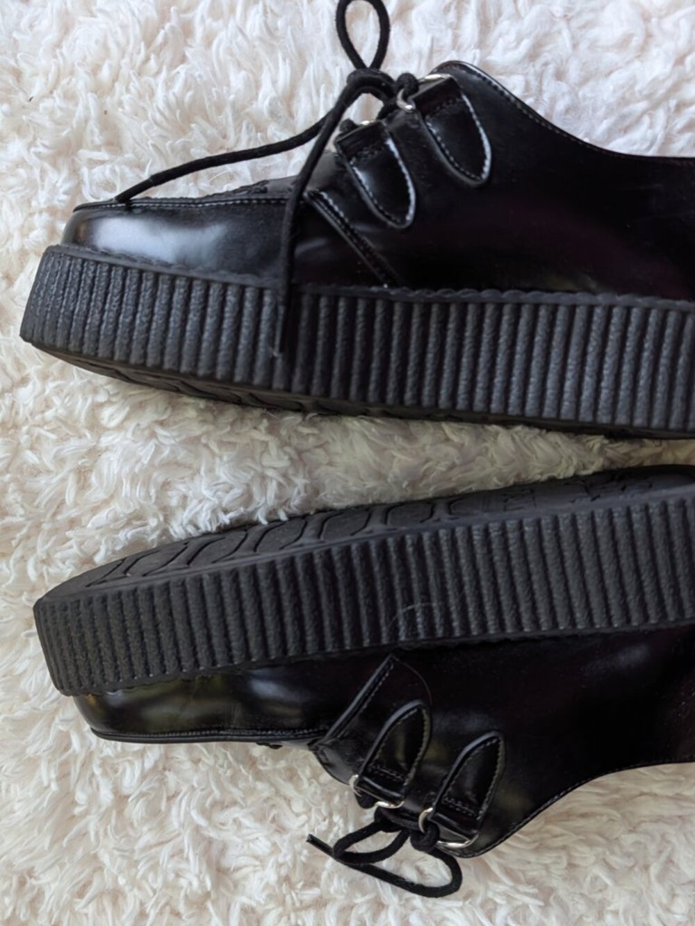 T.U.K. Black Leather Platform Creepers Goth Punk Shoes US 9 UK 7 - Picture 4 of 7
